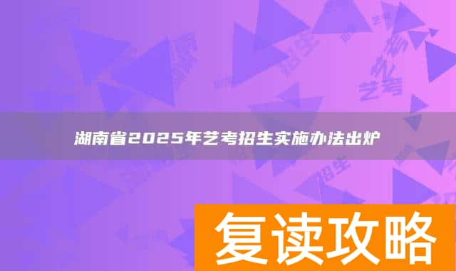 湖南省2025年艺考招生实施办法出炉